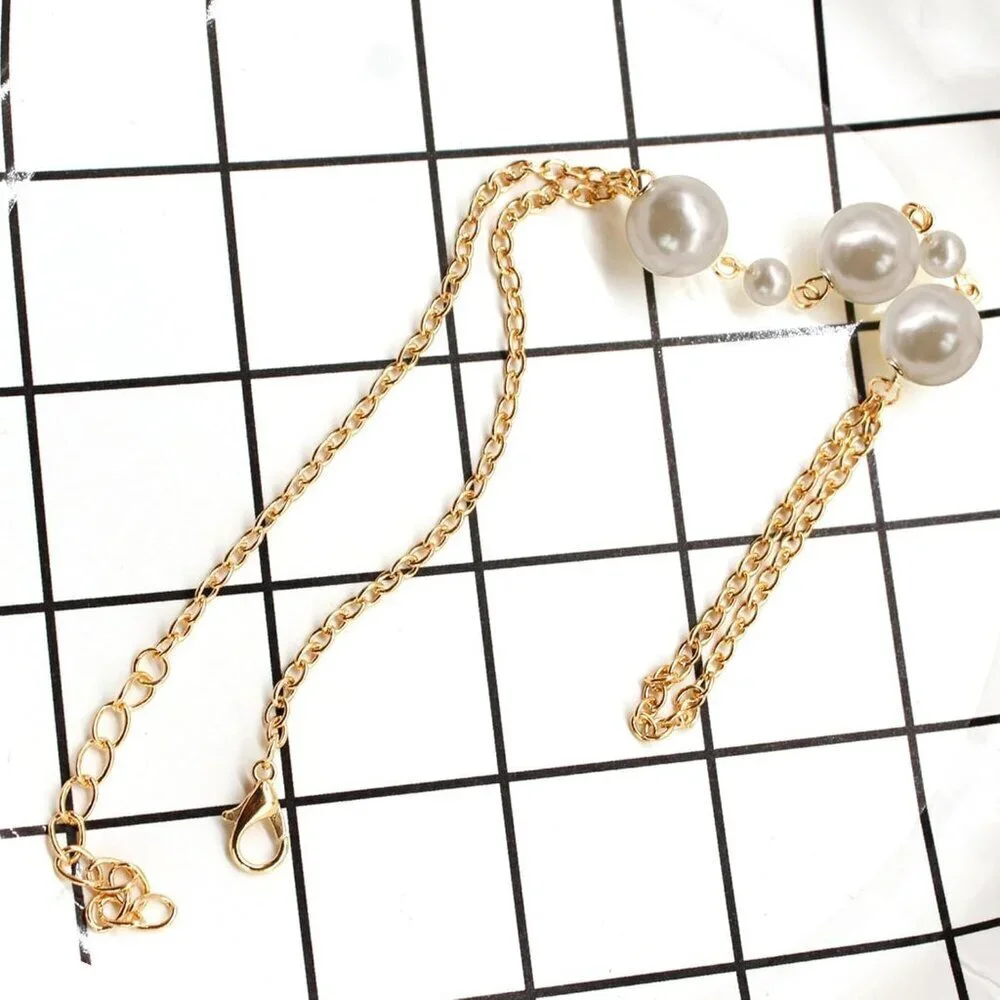 🆕 Women Gold Finger Ring Hand Chain Bracelets Trendy Stuff Pearl Metal Jewelry - Picture 4 of 5